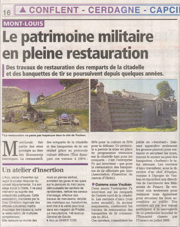 RESTAURATION CITADELLE EN PIERRE  MONT-LOUIS ENTREPRISE PY
